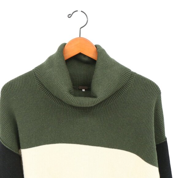 Free People Softly Structured Color-Blocked Tunic Sweater S Green Ivory Sweater - Picture 4 of 6